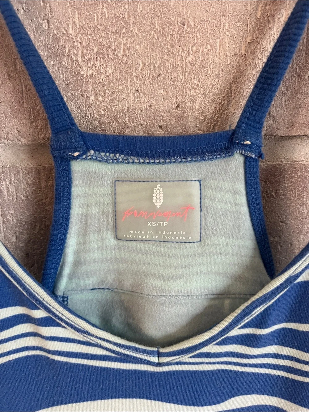 Free People Blue & White Striped Racerback Jumpsuit